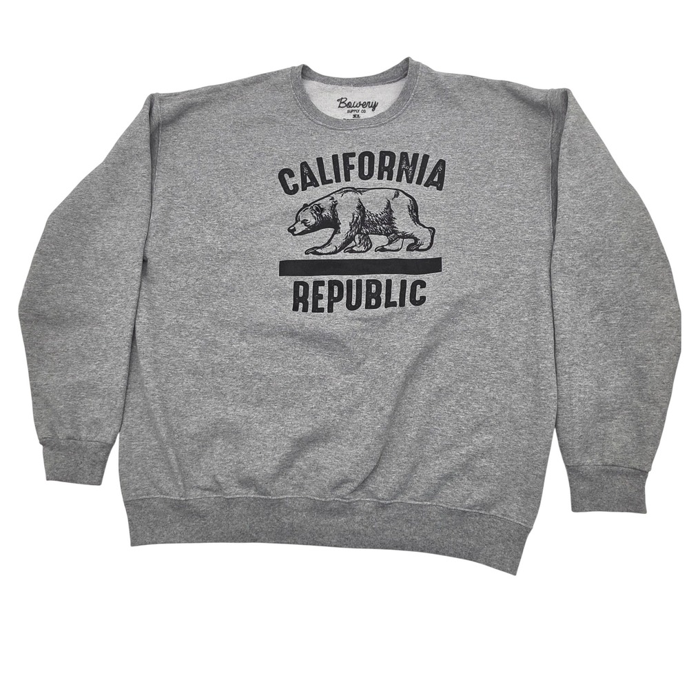 Bowery Supply Co. Sweatshirt Mens XL Gray Cali Republic Bear Graphic Streetwear